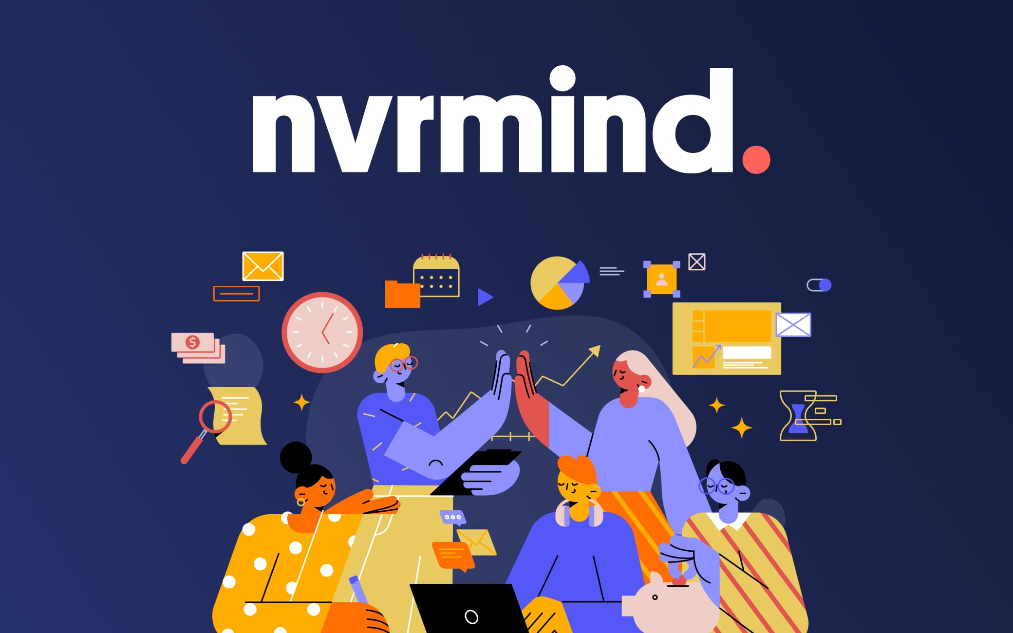 Nvrmind — logotype and brand illustration