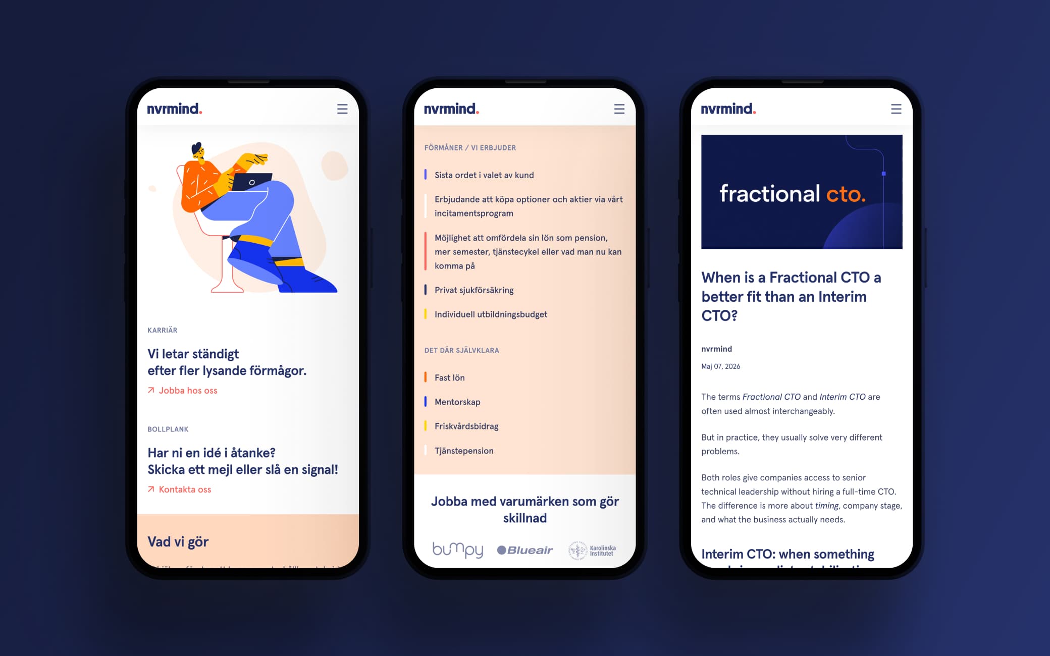 Nvrmind — mobile view of the site