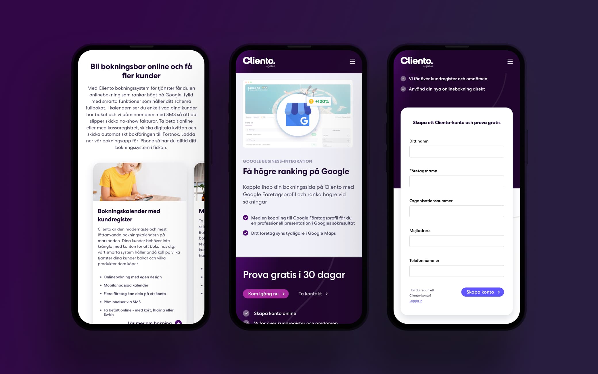 Cliento — mobile view of the site